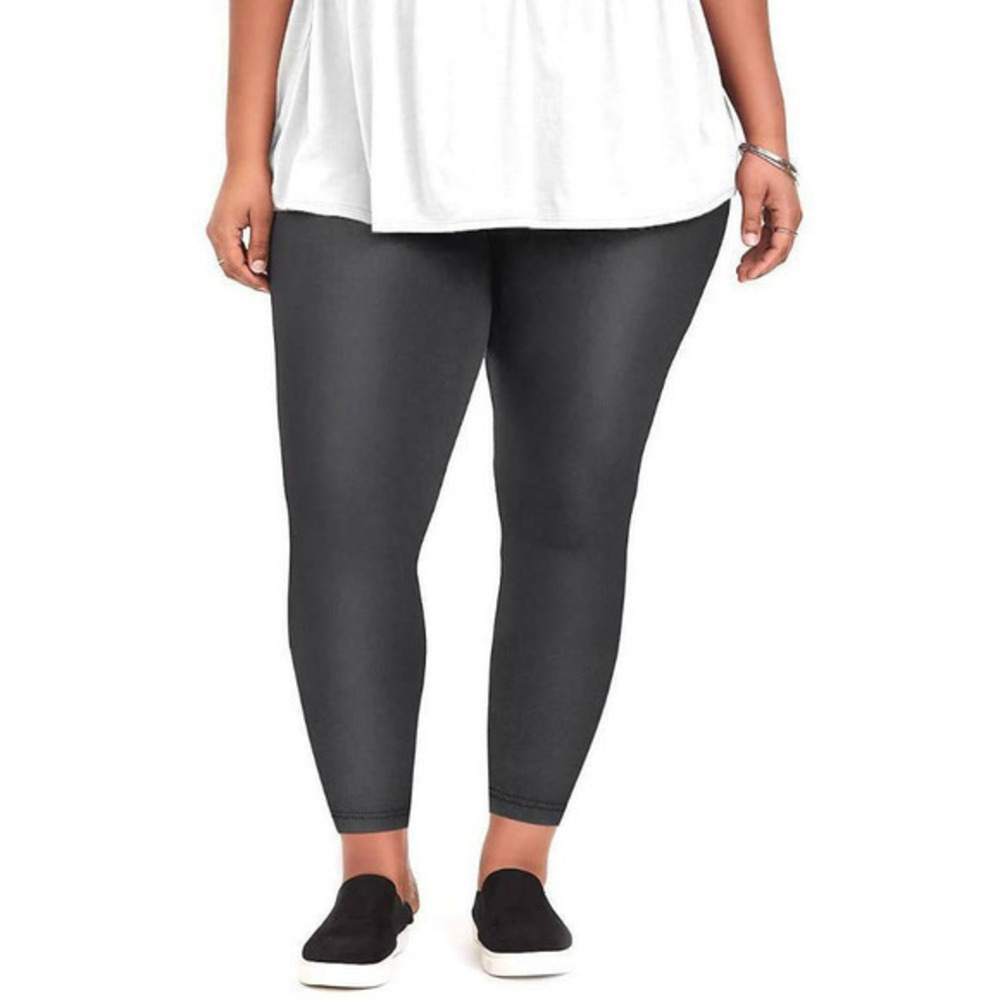 Torrid 2 (2X 18/20) Black Faux Leather Look Premium Crop Cropped Capri Leggings